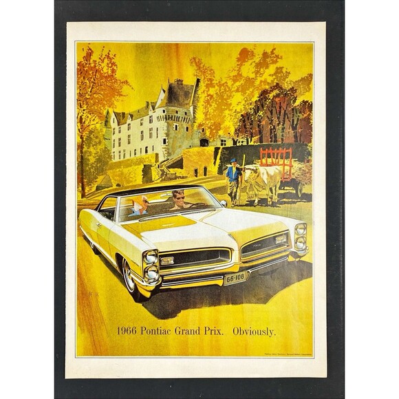 Pontiac Grand Prix "Obviously" Illustration Vintage Print Ad 1966 Art - Picture 3 of 3